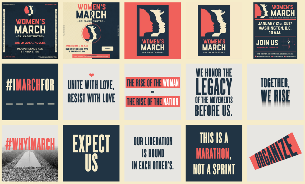 Screen Shot from Women’s March on Washington webpage of downloadable graphics.